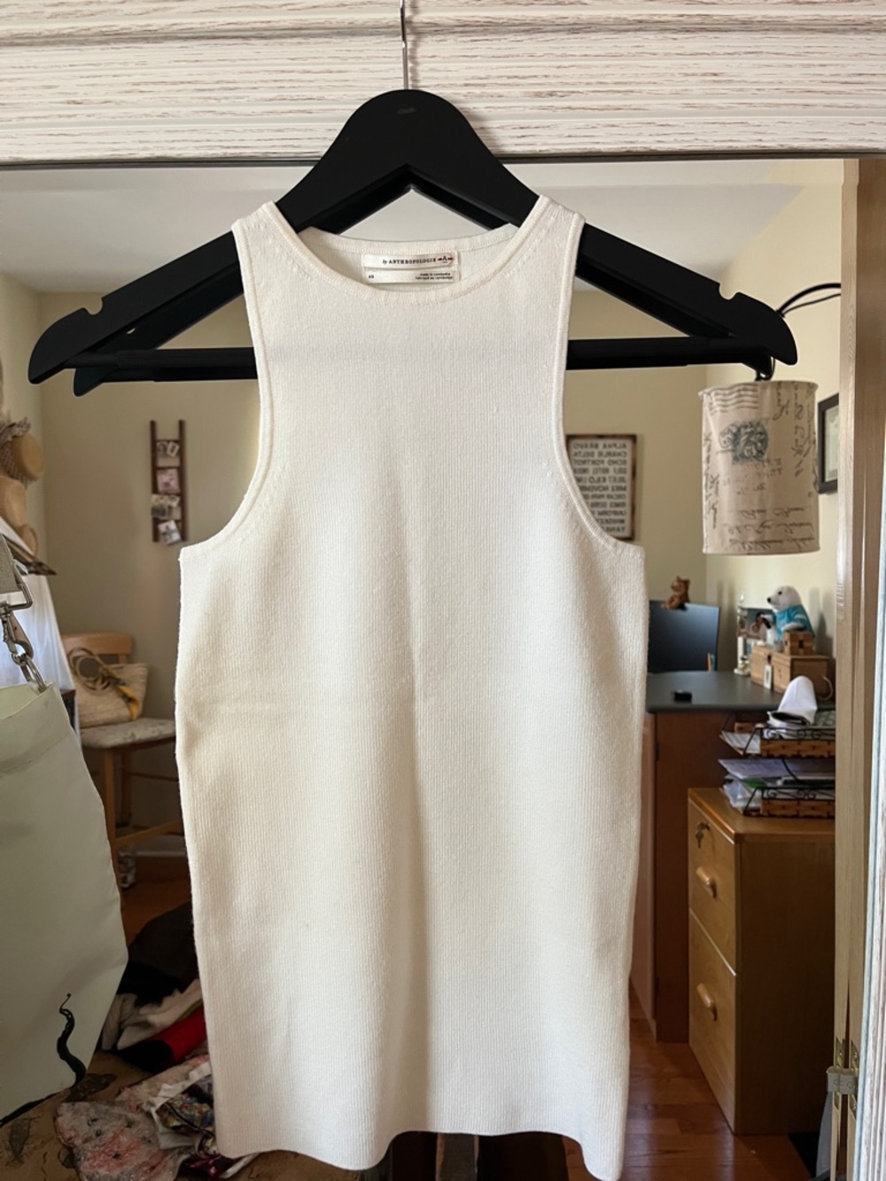 Anthropologie Ivory Ribbed Knit Tank Top